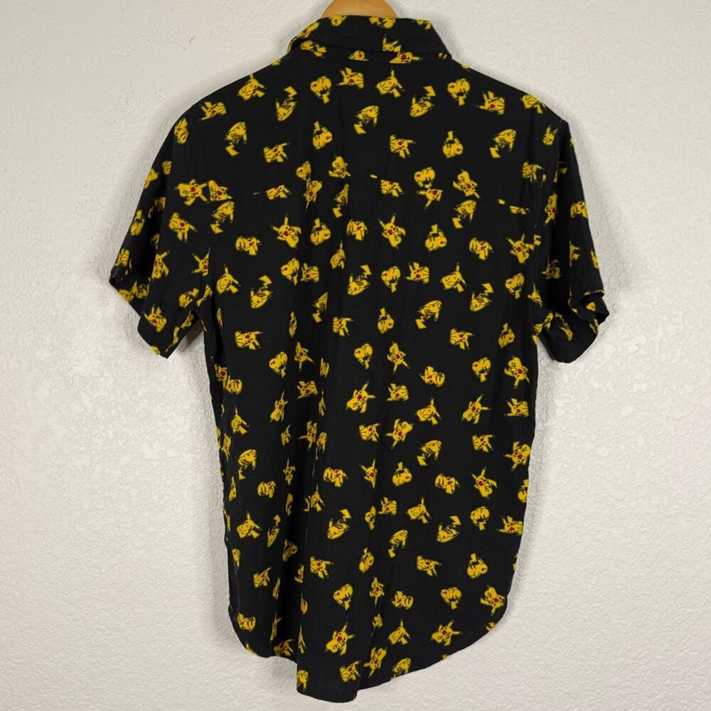 Pokemon Black and Yellow Casual Button Down Short Sleeve Shirt Casual Novelty - Picture 3 of 6